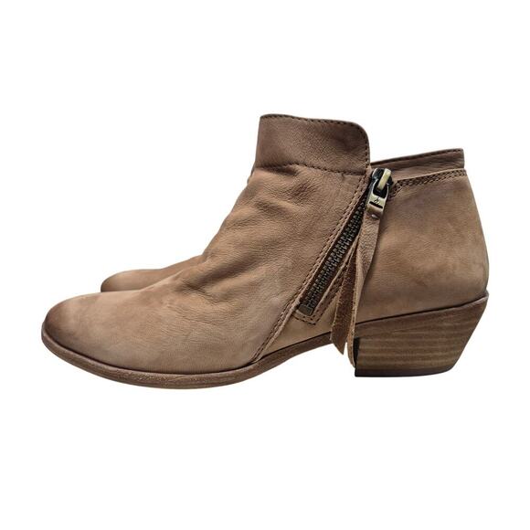 Sam Edelman Packer Ankle Boot Double Zipper Tan Leather Sz 7.5 W - Picture 2 of 7
